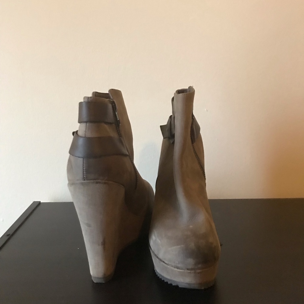 Taupe Wedge Booties